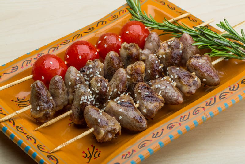 Grilled Chicken Hearts Barbecue Stock Photo Image of asian, barbecue