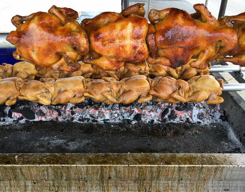 Grilled Chicken on the Hot Charcoal. Stock Photo Image of nutrition