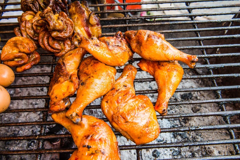 Grilled Chicken Leg on Grill Stock Photo Image of close, gourmet