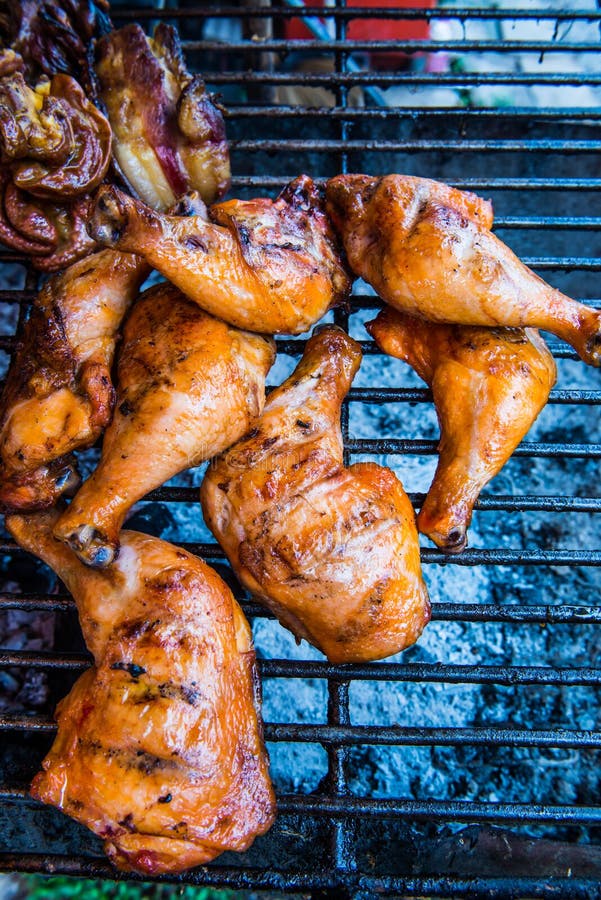 Grilled Chicken Leg on Grill Stock Photo Image of dieting, appetizer