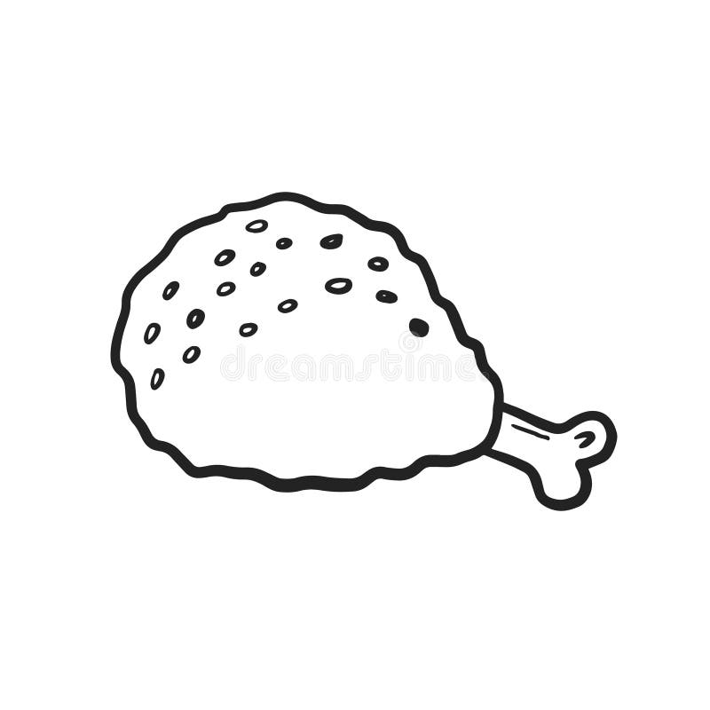 Grilled Chicken Leg. Grilled Chicken. Vector Color Illustration
