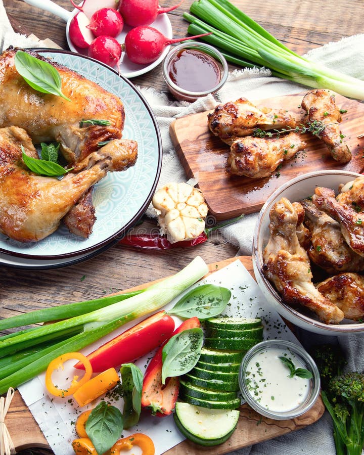 Grilled Chicken Legs and Wings Stock Image Image of dinner, menu