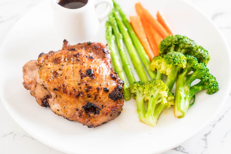 Grilled chicken steak stock photo. Image of isolated 105216264