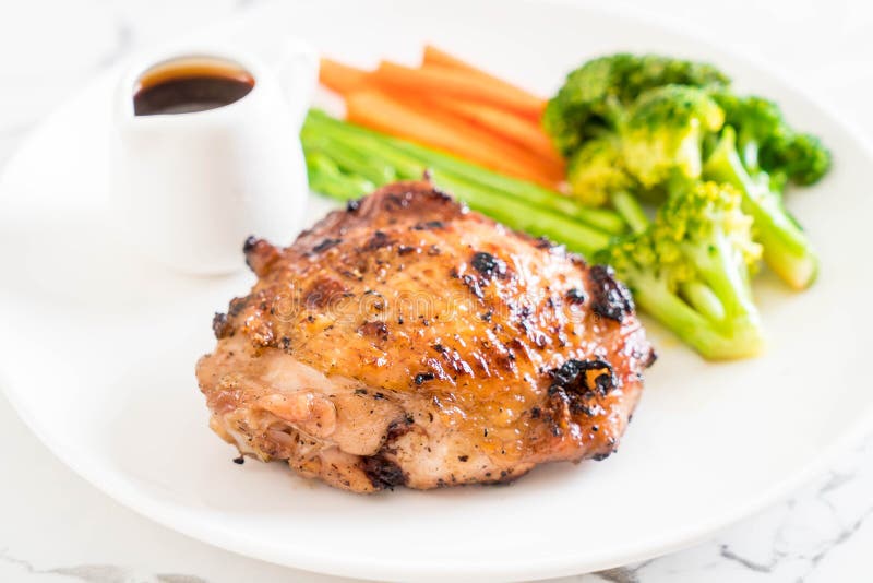 Grilled chicken steak stock image. Image of closeup 105674915