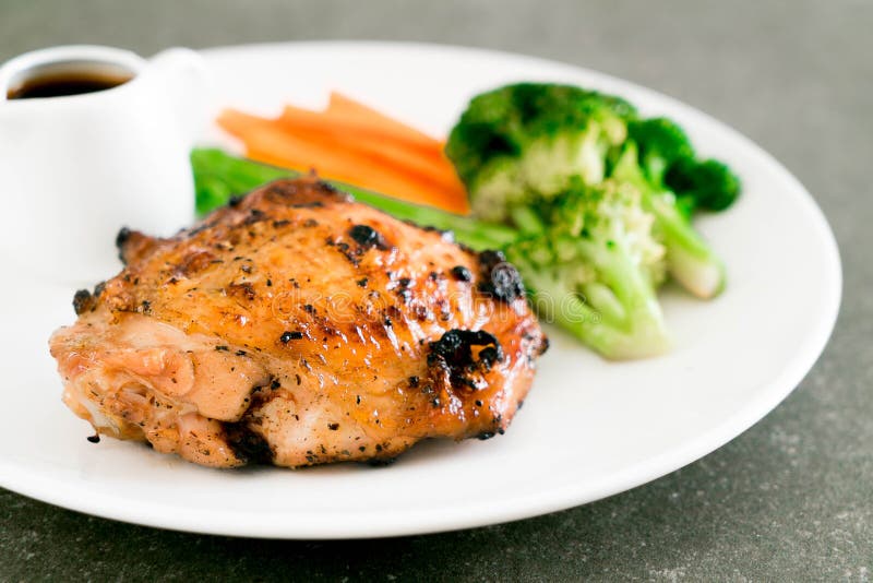Grilled chicken steak stock photo. Image of roasted 107217002