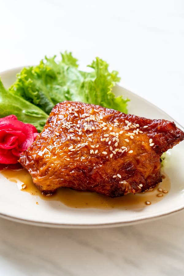 Grilled Chicken Steak with Teriyaki Sauce Stock Image Image of
