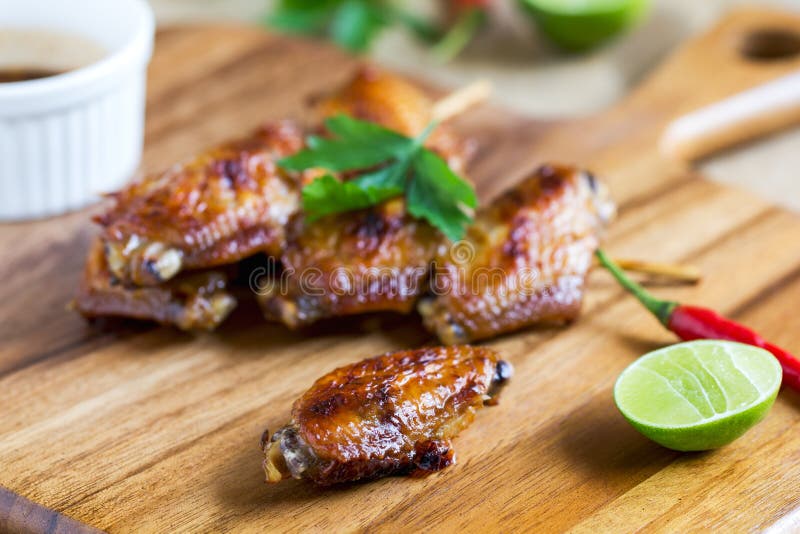 Grilled Chicken Wings with Chili Sauce Stock Photo Image of healthy