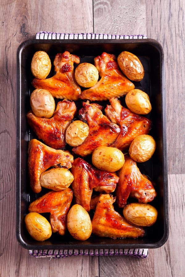 Grilled Chicken Wings and Potato Stock Image Image of appetizer