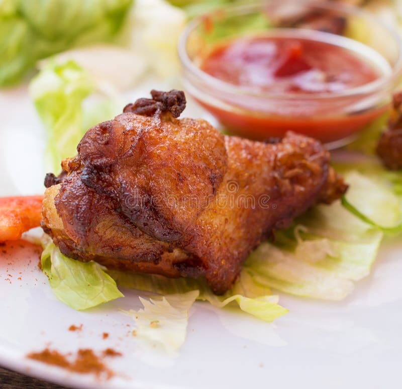 Grilled Chicken Wings with Red Spicy Sauce Stock Photo Image of