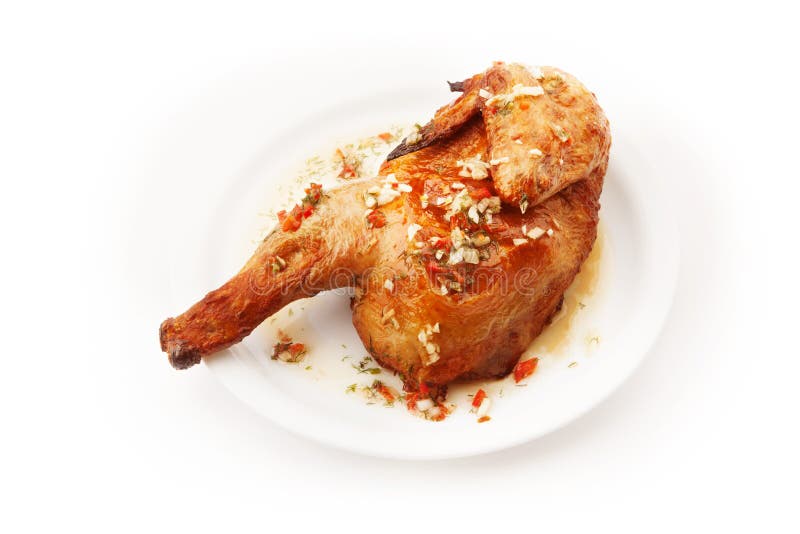 Grilled chiken on white background