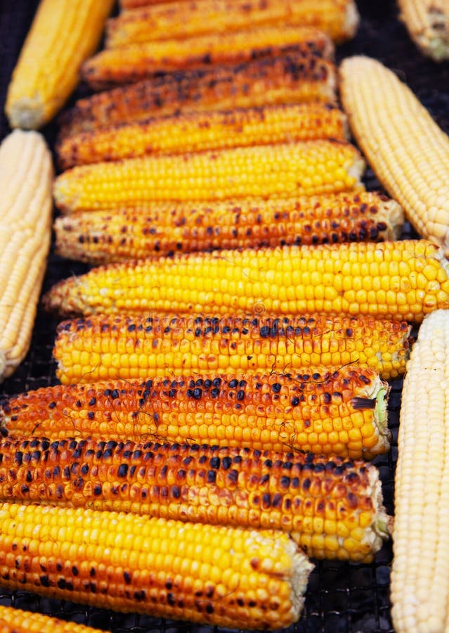 Grilled Corn. Vegetables Grilled Corn on the Hot Stove Stock Photo