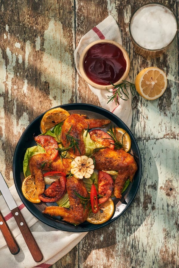 Grilled Drumstick of Chicken in Spicy Marinade with the Addition of