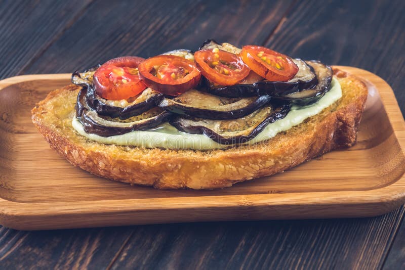 Grilled eggplant sandwich stock photo. Image of spread 253832940