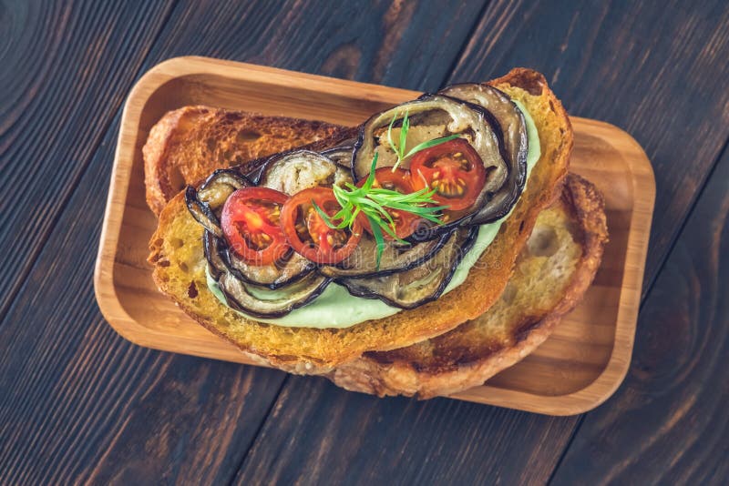 Grilled eggplant sandwich stock image. Image of healthy 253832947