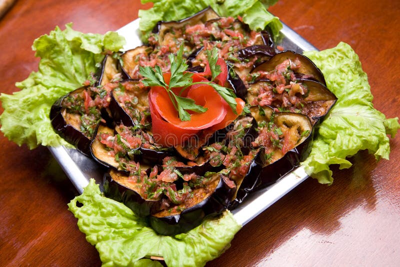 Grilled Eggplant with Tomato Sauce Stock Photo Image of vegetarian