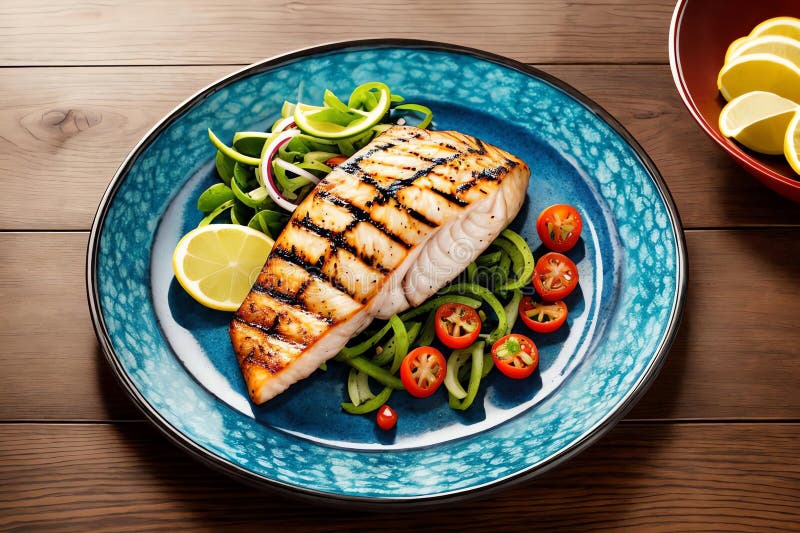 Grilled Fish Delight.AI Generated Stock Illustration Illustration of
