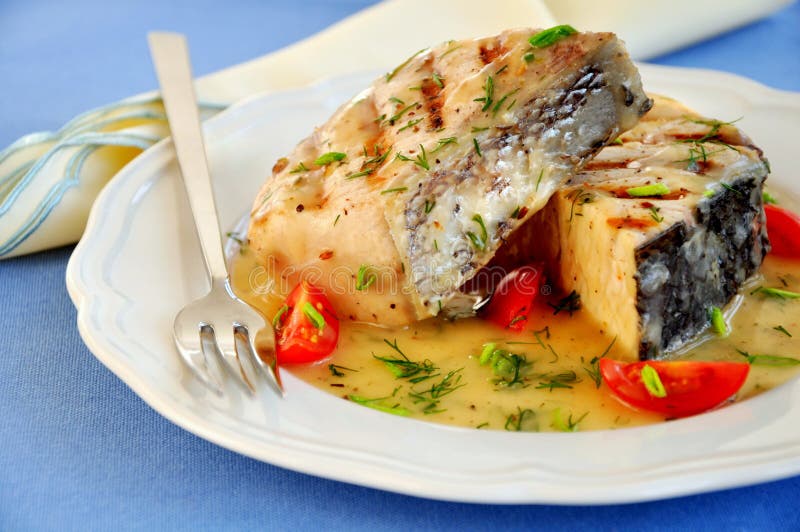 Grilled fish fillet royalty free stock images