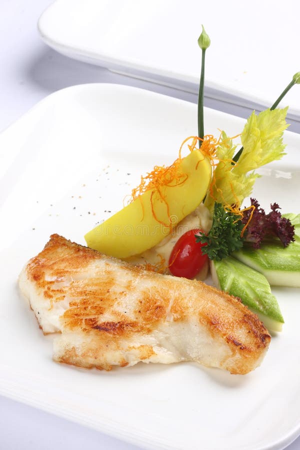 Grilled Fish with Garnish stock image. Image of vegetable 12035657