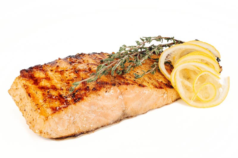 Grilled fish, salmon steak stock image. Image of gourmet 43487999