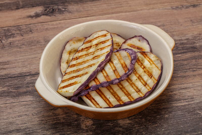 Grilled Graffiti Eggpant Slices with Oil Stock Image Image of