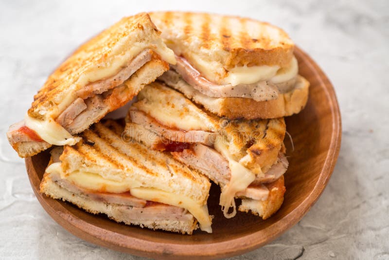 A Grilled Ham and Swiss Cheese Sandwich Stock Image Image of crispy