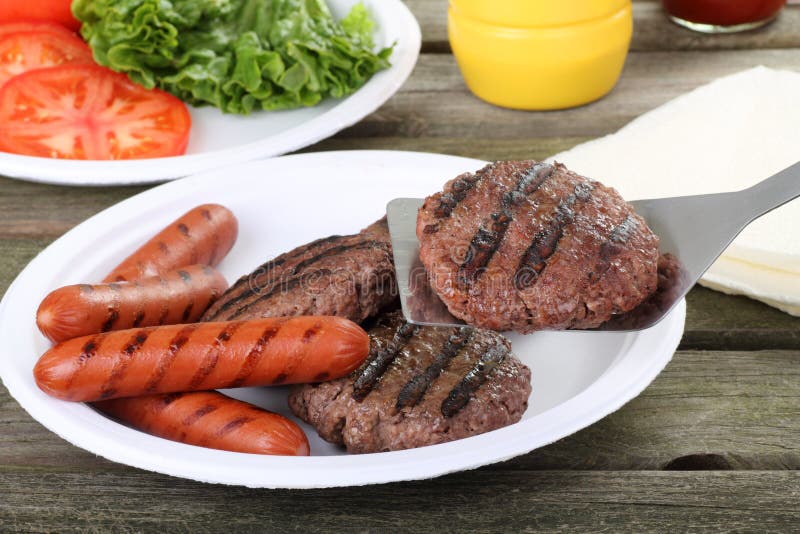 Grilled Hamburgers And Hot Dogs Stock Photo Image 20041904