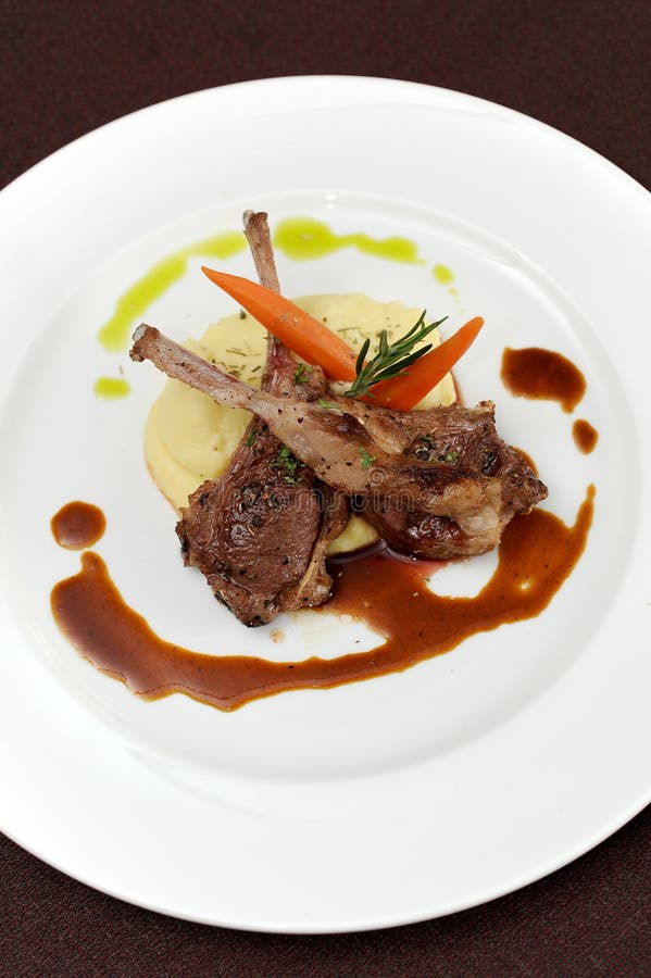Lamb Entree Dinner With Wine In A Fine Dining Restaurant Stock Image Image of meat, meal 1533537