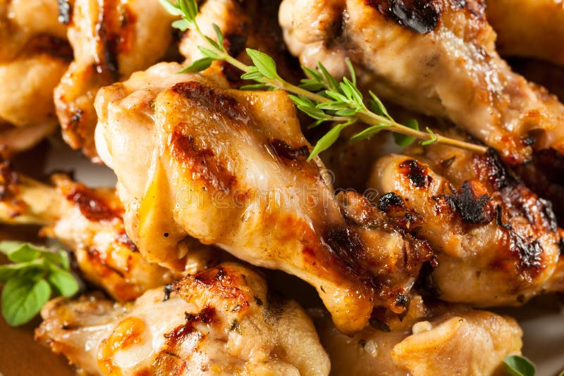 Grilled Lemon Garlic Chicken Wings Stock Image Image of brown, roast