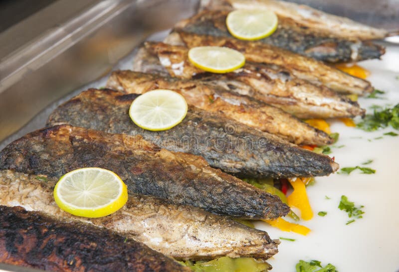 Grilled Mackerel Fish at a Buffet Stock Image Image of cuisine, food