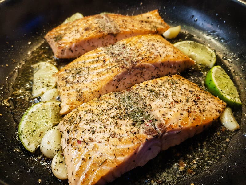 Grilled norwegian salmon stock image. Image of fried - 228336521