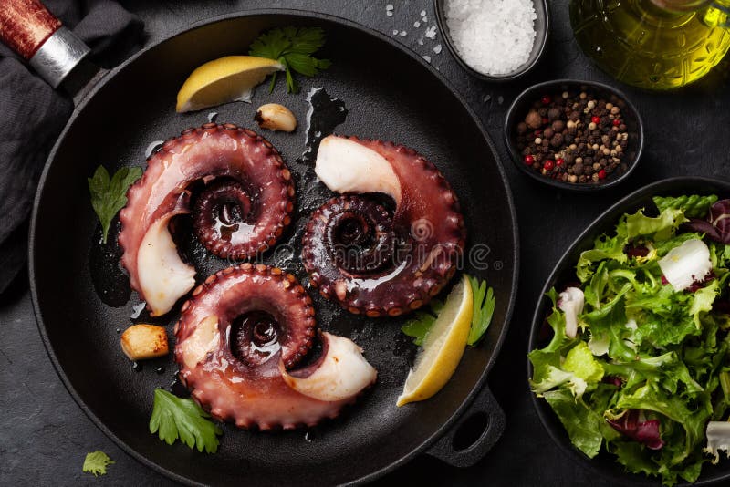 Grilled octopus stock photo. Image of octopus, frying 235224352