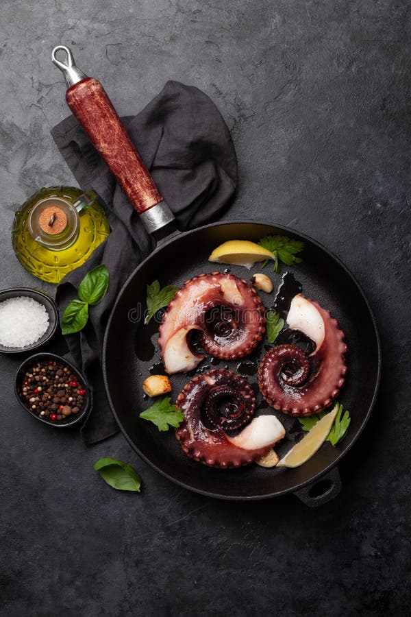 Grilled octopus stock image. Image of cooked, mediterranean 243821915