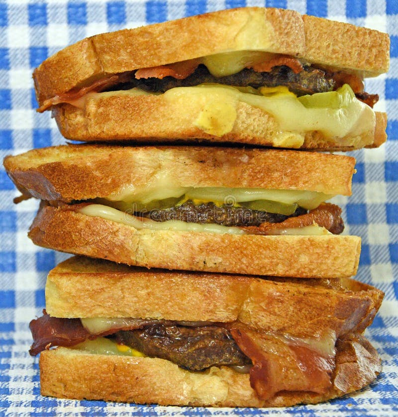 Grilled Patty Melt Sandwich Stock Image Image of bacon, meat 45811035