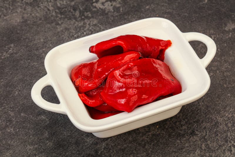 Grilled pepper in the oil stock image. Image of roasted 198366485