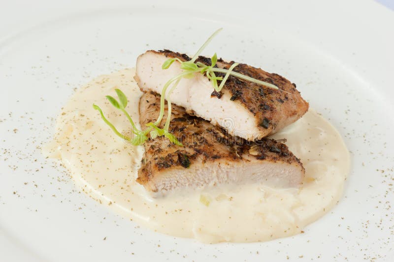 Grilled Pork with Lemon Sauce Stock Photo Image of cutlet, meal 54439494