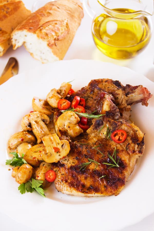 Grilled pork loin chops stock image. Image of loin, pork 16308755