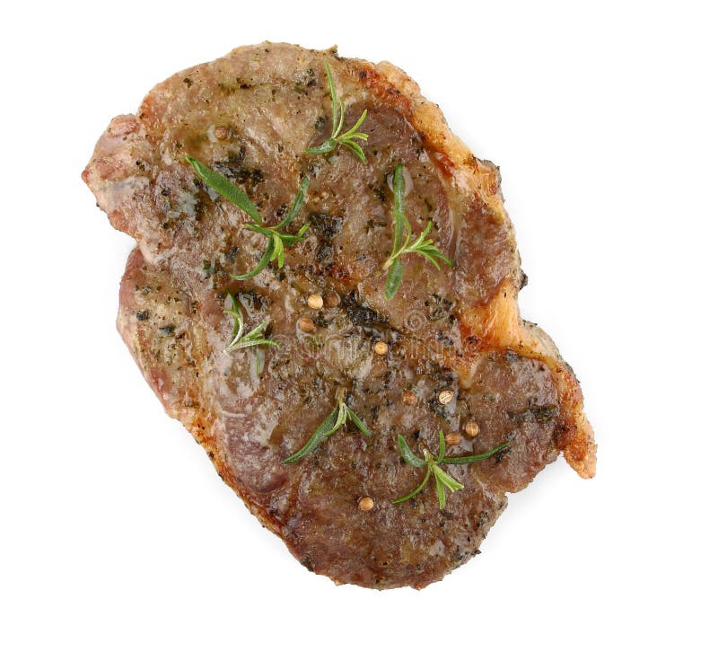 Grilled Pork Neck Steak Marinated in Herbs, Top View Stock Photo