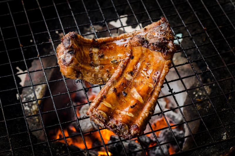 Grilled pork ribs stock image. Image of ribs, grill, grilling 40044647