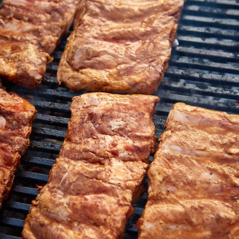 Grilled Pork Ribs on the Grill Stock Photo Image of delicious