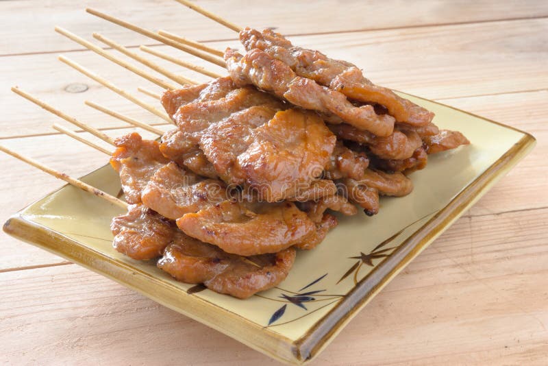 Grilled Pork with Sticky Rice Stock Image - Image of barbeque, thai