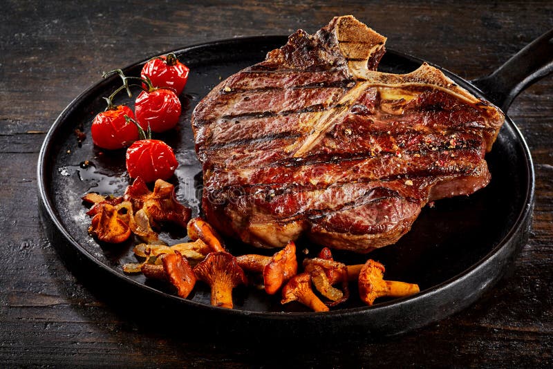 Grilled porterhouse steak with chanterelles