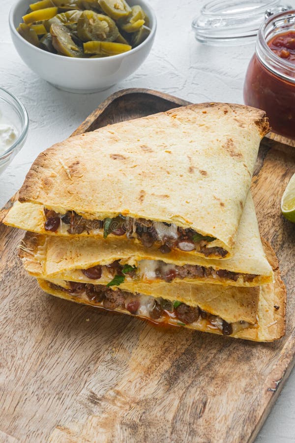 Grilled Quesadillas or Tortillas with Cheese, on White Background Stock