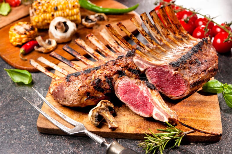 Grilled Rack of lamb stock photo. Image of copy, meal 54816098