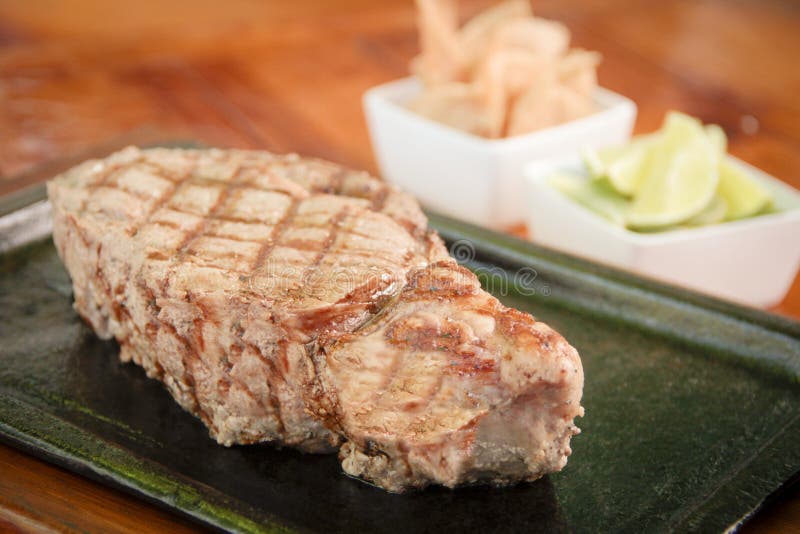 Grilled Rib Eye Steak on a Iron Pan Stock Image Image of club, angus