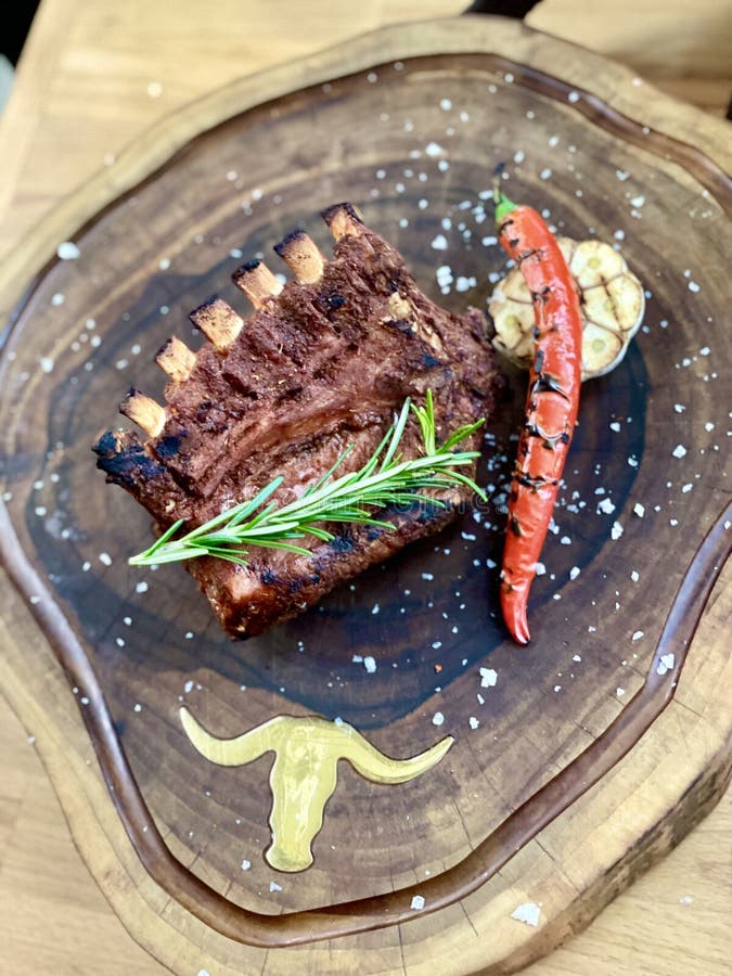 Grilled Ribs with Chili and Garlic Stock Photo Image of rack, dish