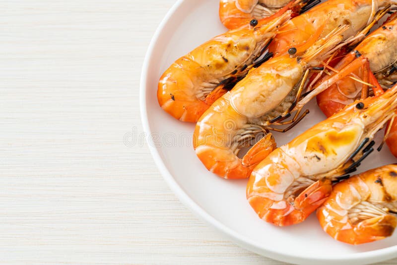 Grilled River Prawns Or Shrimps Stock Photo Image of fried, animal