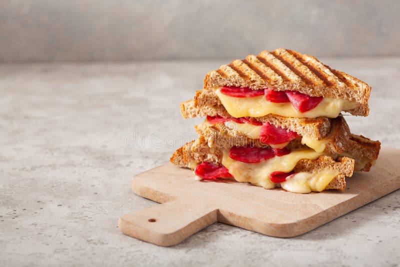 Grilled Salami and Cheese Sandwich Stock Image Image of meat