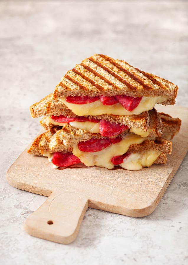 Grilled Salami and Cheese Sandwich Stock Photo Image of grilledcheese