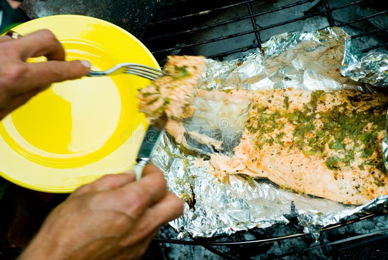 Foil grilled salmon stock photo. Image of cooking, grilled 2657644