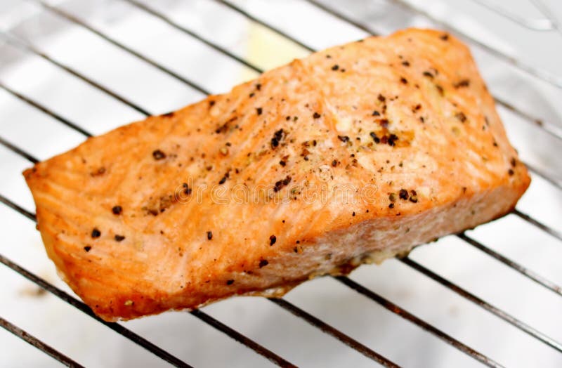 Grilled Salmon Fillet on Grill, Soft Focus Stock Photo Image of fish